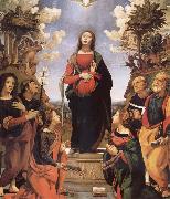 Piero di Cosimo The Immaculada Concepcion and six holy Century XVI I oil